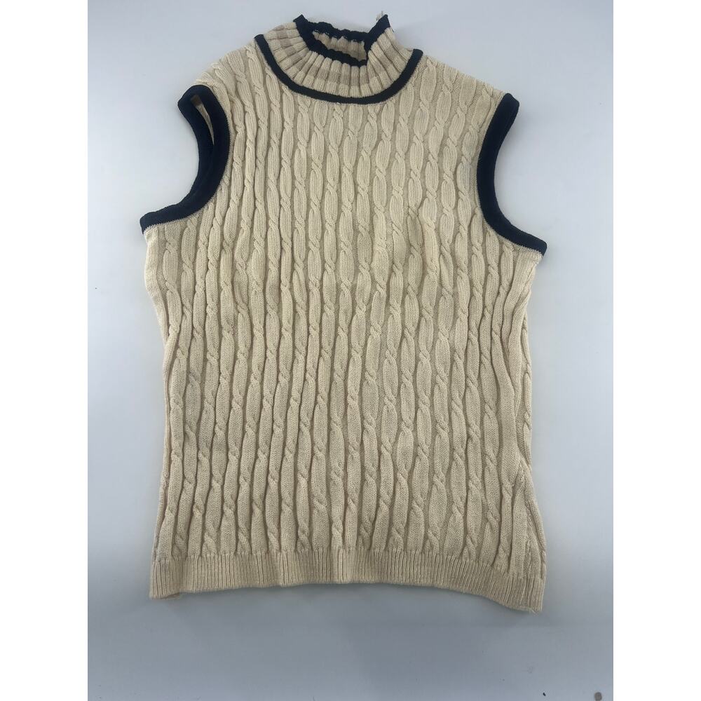 St. John Collection by Marie Gray Sweater Vest Womens Small Cream Ivory Blue - Picture 2 of 9